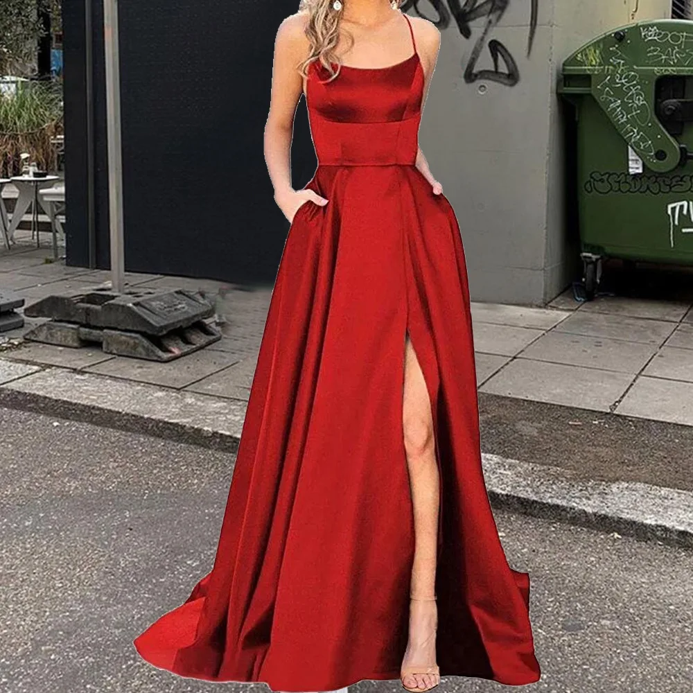 Female Clothing Dresses 2025 Solid Color Bridesmaid Dress Long Dress Slimming Strapless Fashion Bridesmaid Group Evening Dresses