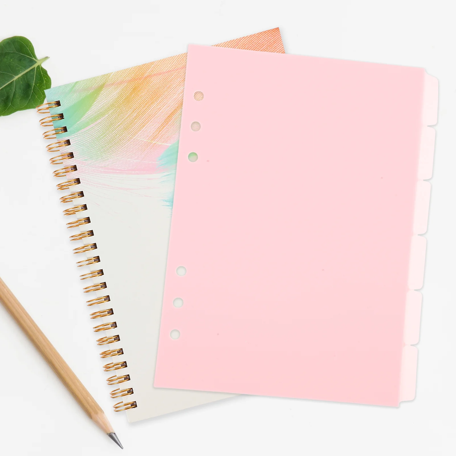 6 Pcs Notebooks Separated Pages Colored Tabs Binder Dividers Ring Markers Notepad Pink Detachable Travel