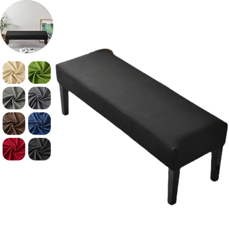 

1PC Jacquard Footstool Cover Elastic All-inclusive Long Bench Covers Solid Color Piano Bench Slipcover Seat Case for Living Room
