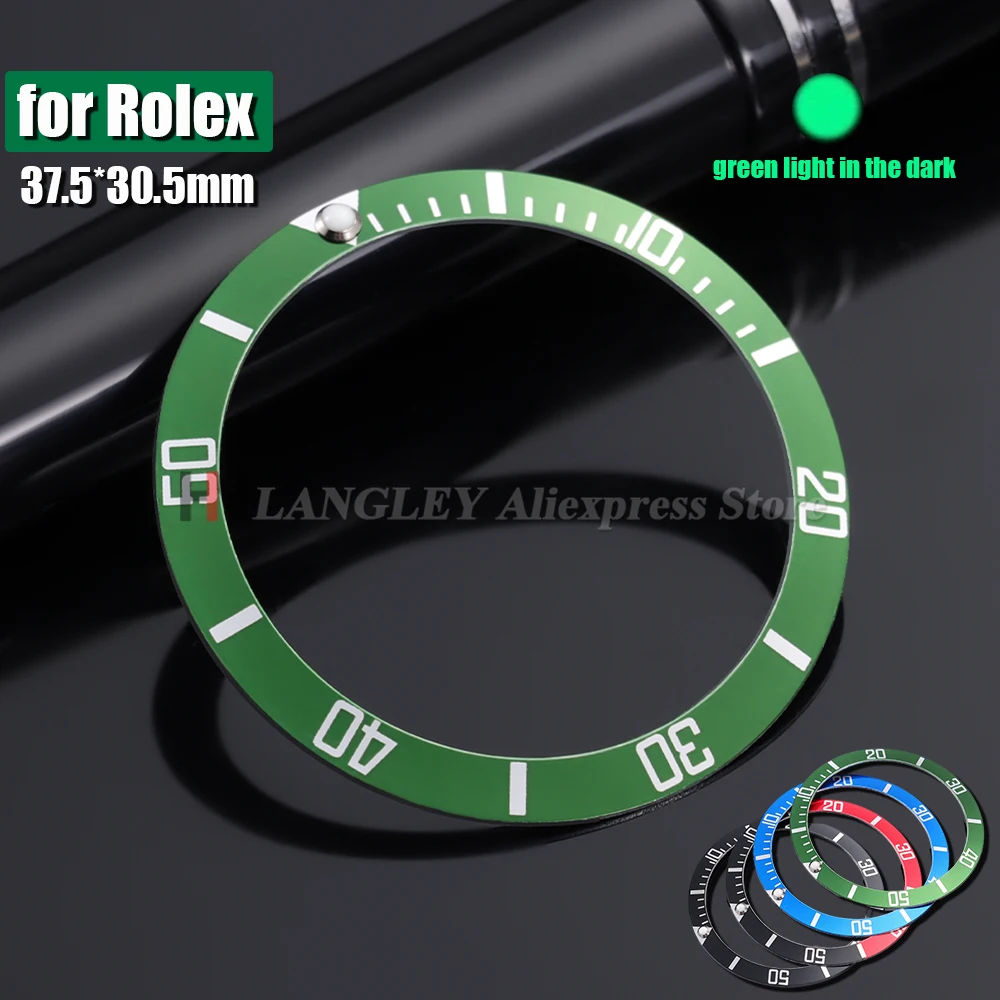 Insert de lunette de montre en alliage céramique de 37,5 mm pour Rolex Submariner, pour boîtiers de montres Seiko, mouvements de montres, pièces et accessoires de montre