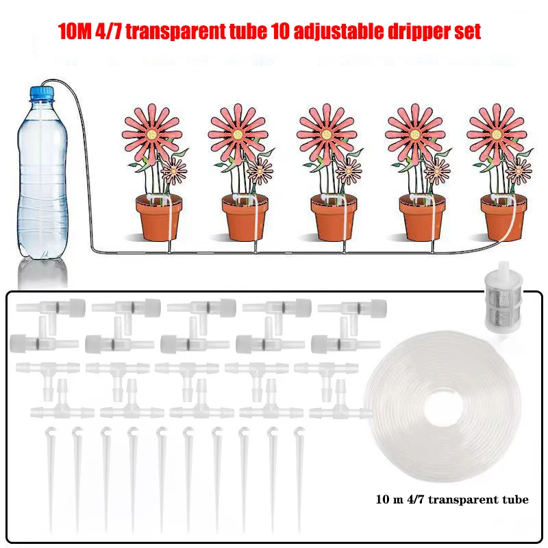 Garten-Tropfbewässerungsset mit Regelventil, Bewässerungsgerät für Topfpflanzen, 4/7 mm Schlauch, Bewässerung, Sparen, Mikro-Tropfer, Gewächshaus