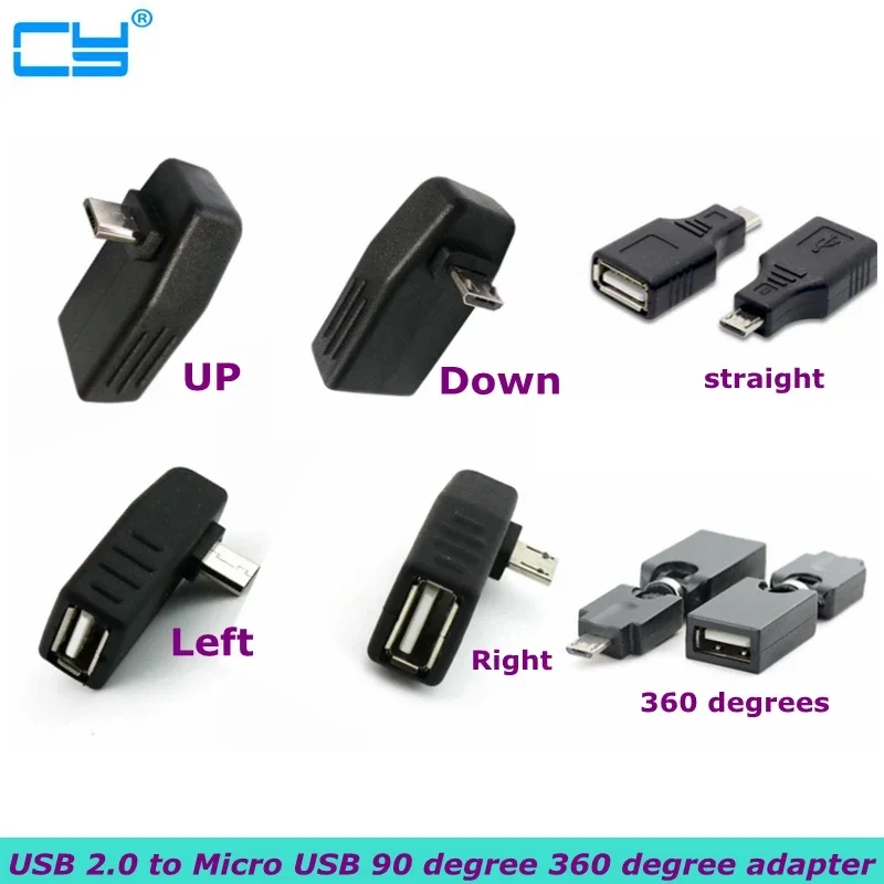 

1pcs/ Micro male to usb female USB OTG90 degree adapter converter micro usb 2.0 for Mp3 360 degree male black wholesale