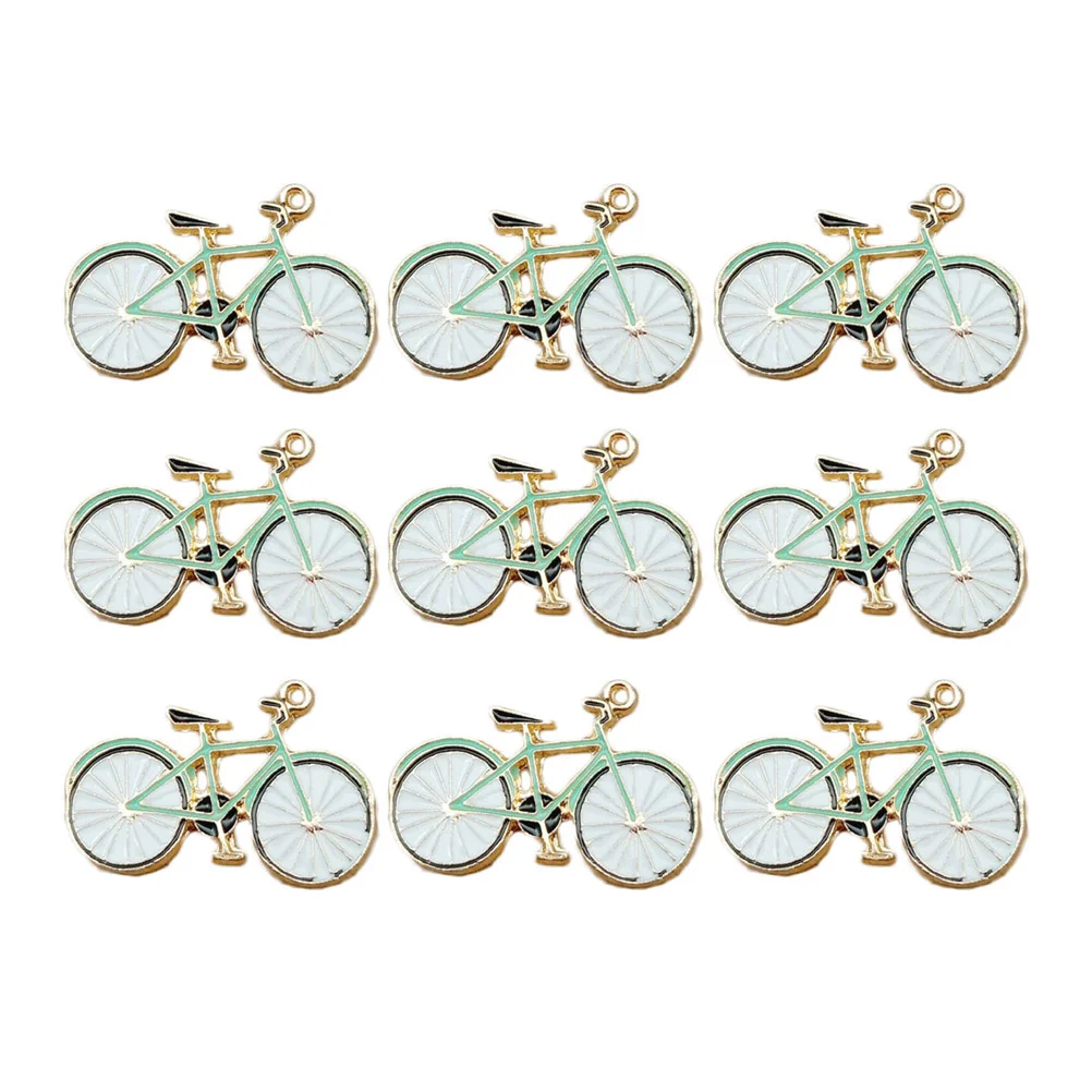 10pcs DIY Ornament Pendants Cartoon Bike Pendants Handmade Craft Pendants Keyring Hanging Decorations