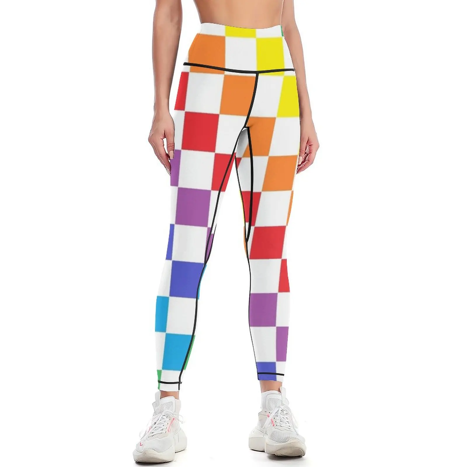 Checkered Rainbow Leggings Jogger pants sports for gym Sports pants woman Womens Leggings