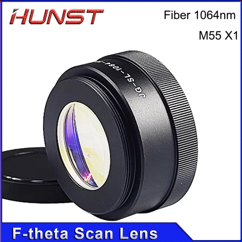 Детали сканирующей линзы HUNST F-theta, резьба M55, 1064 нм, гальванометр, полевая линза, подходит для волоконной лазерной маркировочной машины YAG 1064 нм
