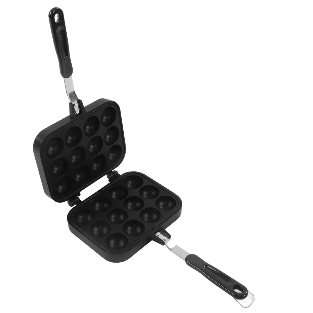 

Baking Tray 12 Holes Takoyaki Pan Aluminum Alloy Double Sided Aebleskiver Pan Black Easy To Clean Octopus Maker Home Kitchen