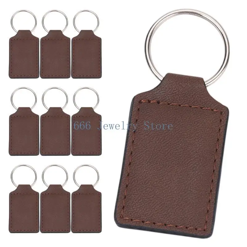 F2TD 10pcs Blank PU Leather Keychains for Creative Gift Making Heat Transfer Keyrings
