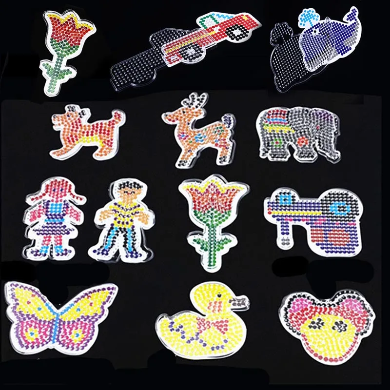 1 sztuka 5mm Hama Beads Template z plastikowym szablonem Jigsaw Perler Pixel Art Diy Transparent Shape Puzzle Pegboard Iron Beads — zdjęcie 7