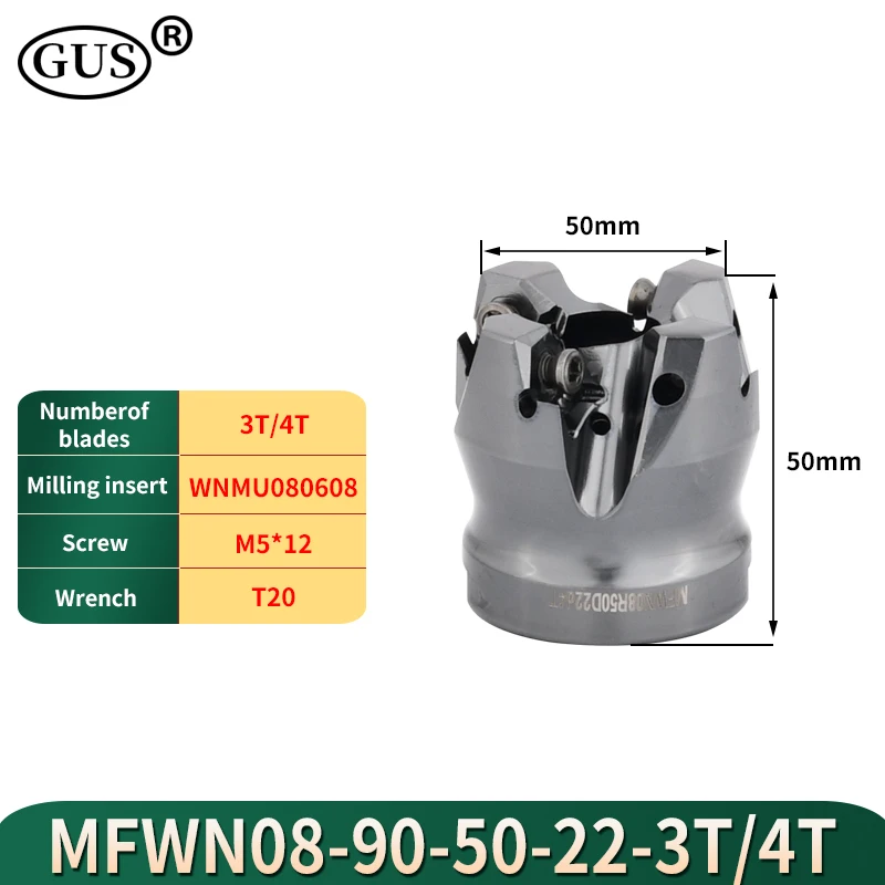 Imagem -02 - Graus Dupla Face Hexagonal de Corte Pesado Cabeça de Fresa Mfwn para Wnmu080608 Inserção de Carboneto Peças de Torno Cnc Mfwn90