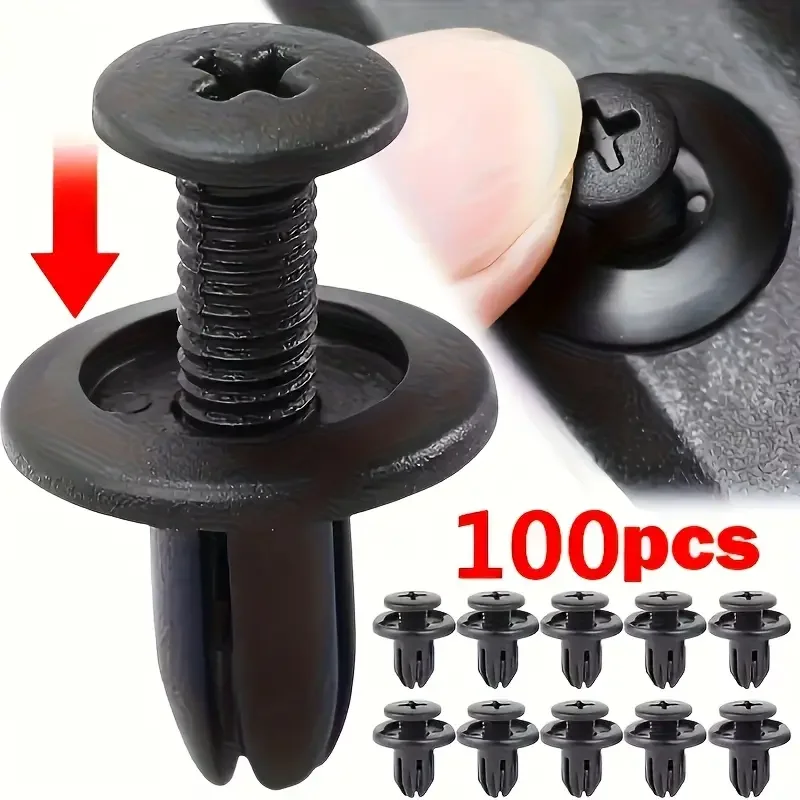 100pcs Car Fastener Clips, Door Mudguard Rivet Clamps, Bumper Edge Trim Fixing Accessories