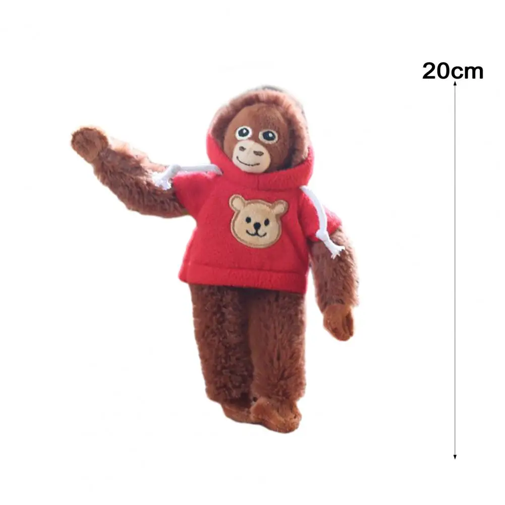 Fashionable Sweatshirt Monkey Doll Adorable Plush Monkey Keychain with Removable Hoodie Soft Bag Pendant Cartoon for Boys