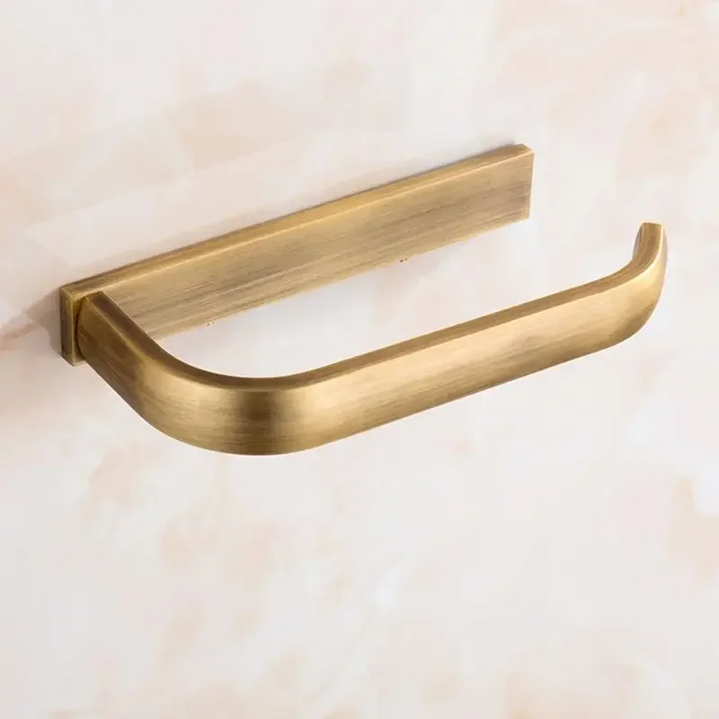 Antique Copper Toilet Paper Holder Rack Hotel Bathroom Roll Tissue Hanging Bar European Style Brass Paper Towel Shelf Decoration