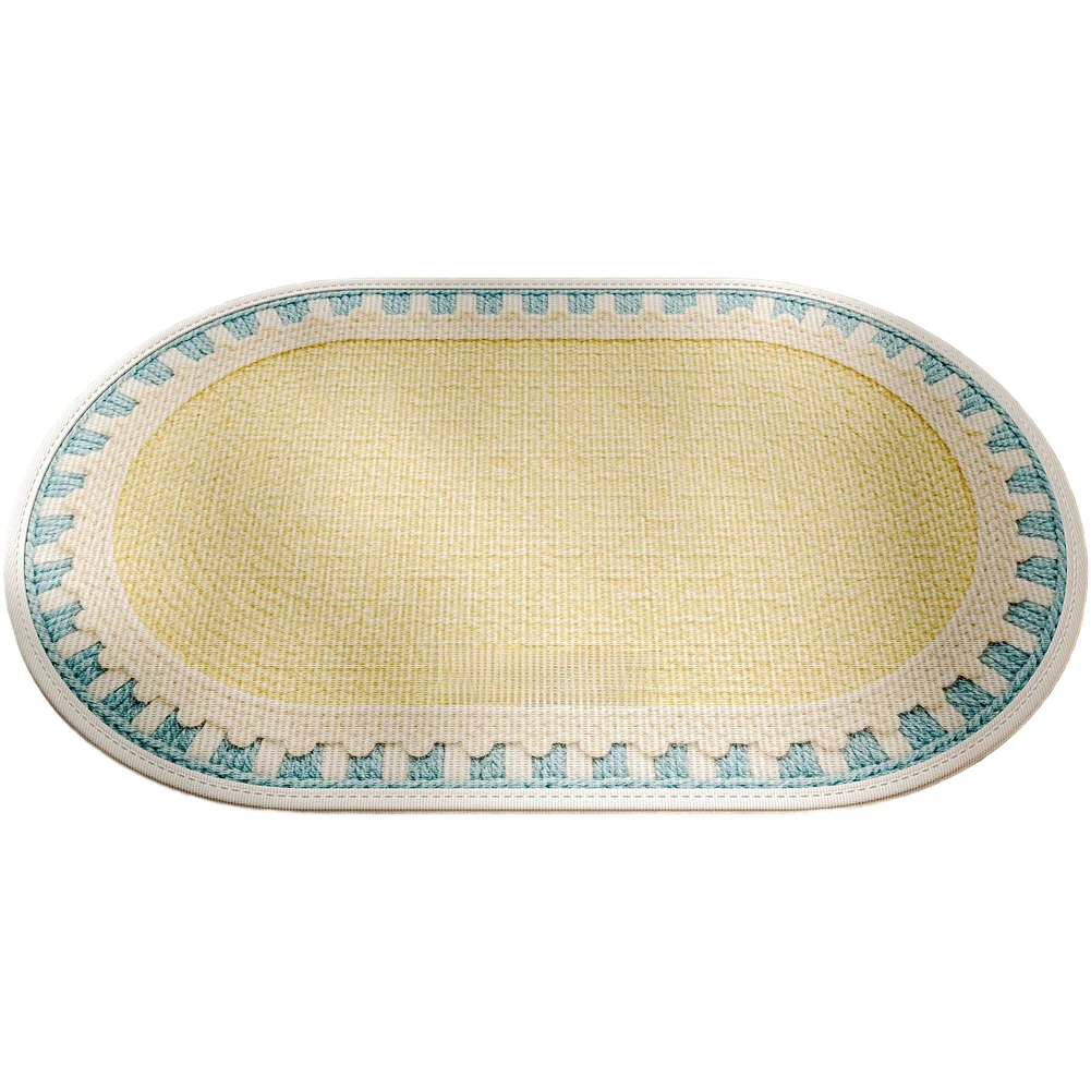 Non-Slip Linen Bathroom Rug with Cute Cartoon Graphics Absorbs Water Efficiently and Maintains Position on or Vinyl