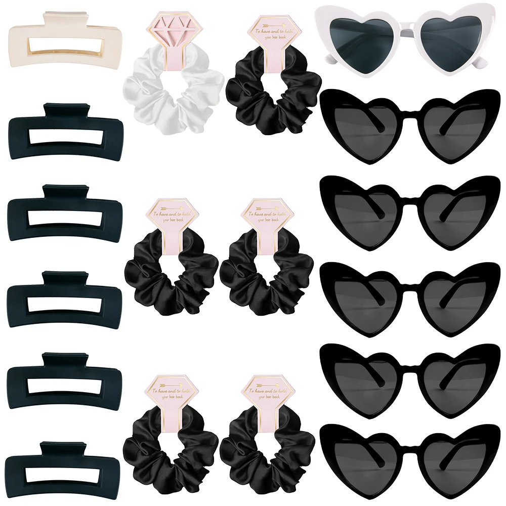 12 Heart Shaped Hair Claw Clips Set Bridal Shower Wedding Party Favors Heart Claw Clips | Marleylilly main image 3