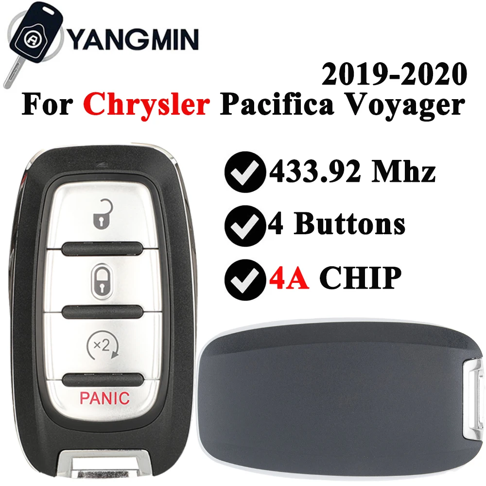 

YANGMIN Smart Key M3N-97395900 68241532AC 68217827AC Chrysler Pacifica Voyager 2017 2020 2021 Keyless Go 433.92MHz 4A CHIP