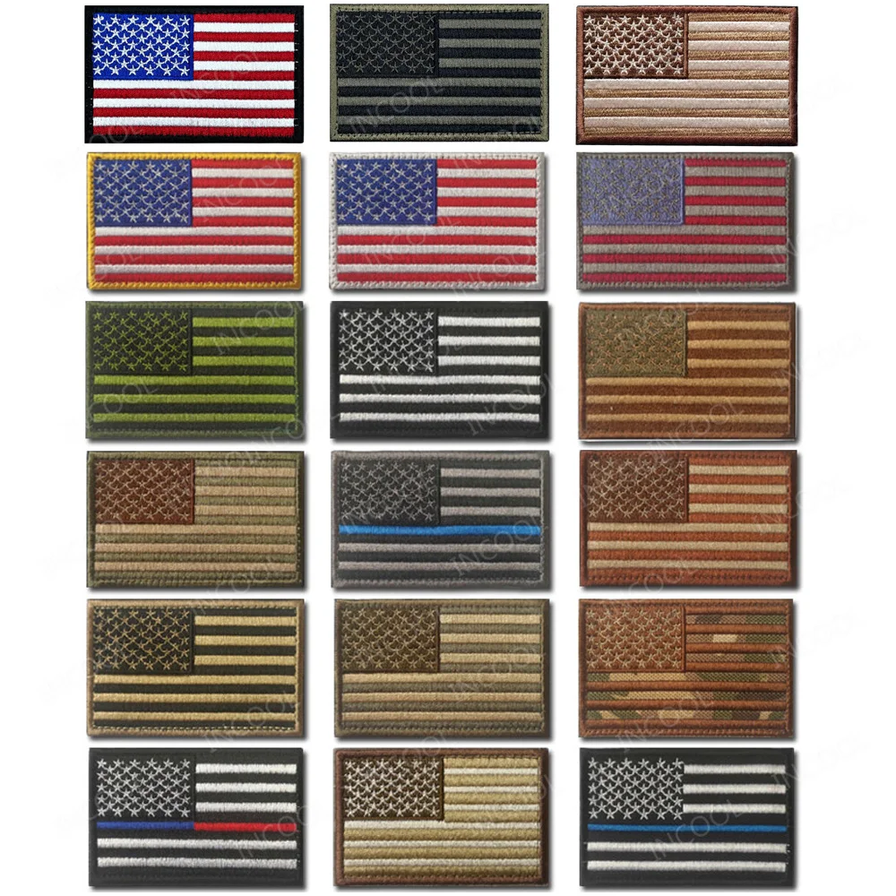 Usa Bandiera Americana Americana Toppe Ricamate Appliques Tattico America Sottile Linea Blu Bandiere Distintivi Da Braccio Per Abbigliamento Giacca