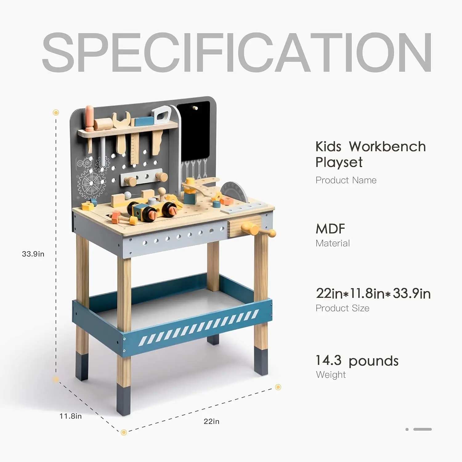 Robotime robud Gereedschapsbankset Houten werkbank Speelgoedbank Creatief Fantasiespel Speelgoed Educatief cadeau voor kinderen Jongens Meisjes