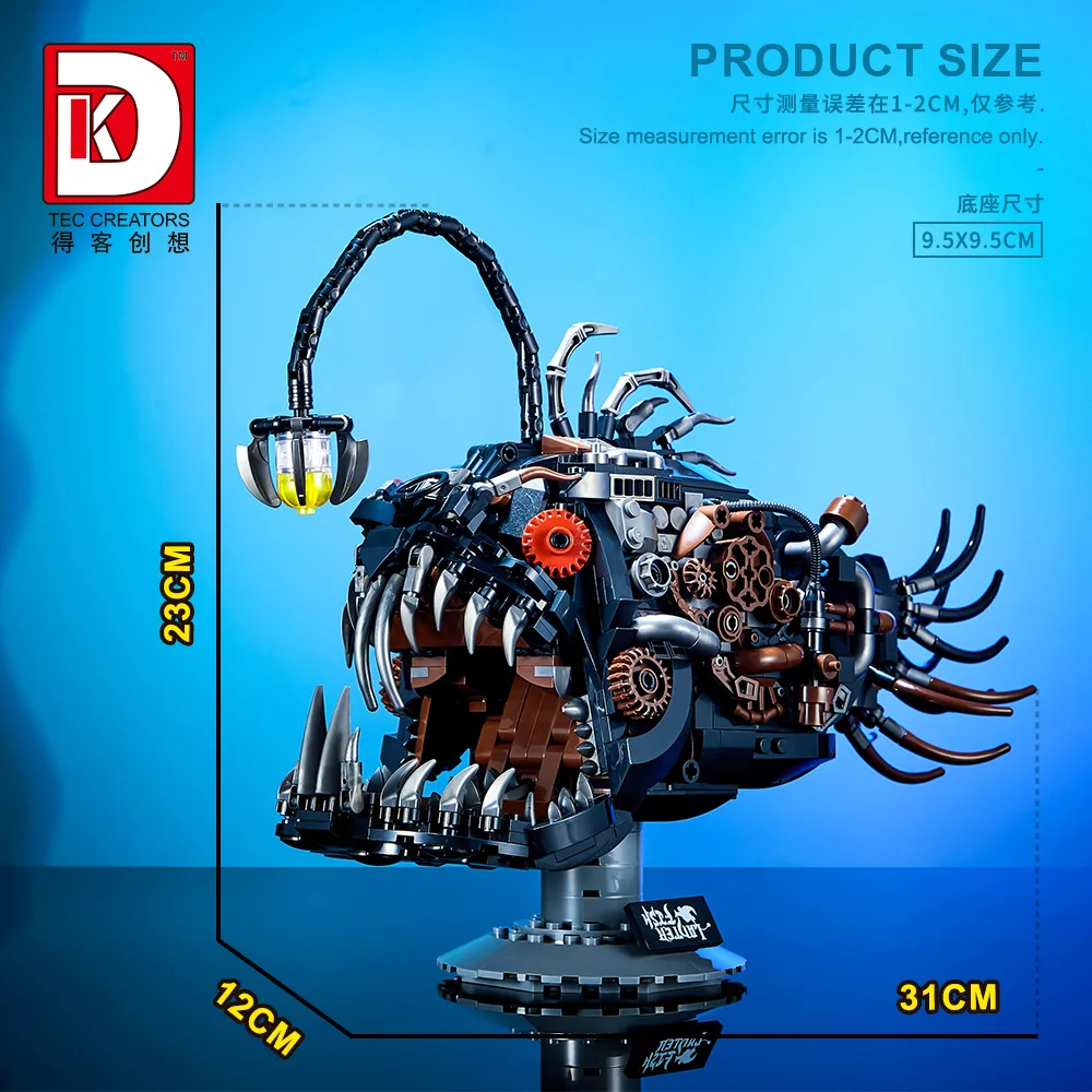 IN STOCK MOC Technical Mechanical Lantern Fish Building Blocks Bricks Assembling Model Toys for Boys Christmas Gift Set