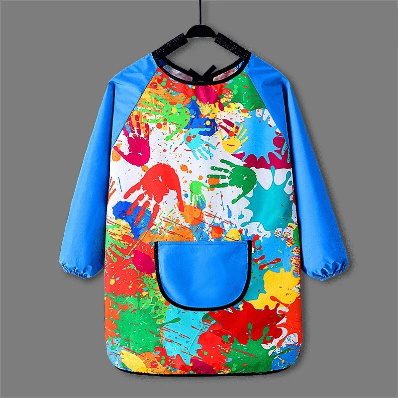 Kids Painting Waterproof Long Sleeved Cover Kindergarten Art Painting Smock Reverse Dressing Gown Baby Eating Bib Children Apron