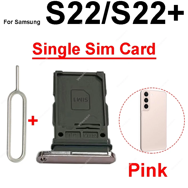 Bandeja de tarjeta Sim para Samsung Galaxy S22 Plus S22 Ultra Dual Nano bandeja de tarjeta Sim individual ranura para tarjetero lector piezas de repuesto