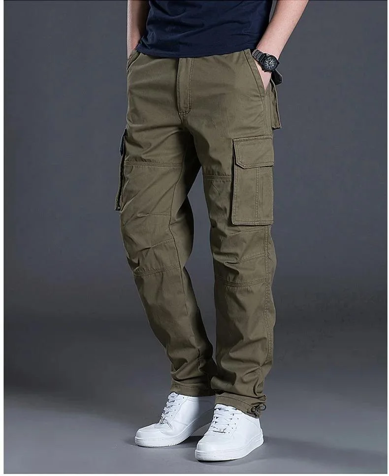 Herren Baumwoll-Arbeitshosen Taktische Militär-Wanderhosen Outdoor-Hosen mit 6 Taschen Elastischer Bund – Detail 4