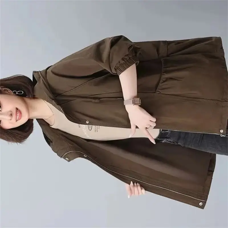 

Women Fashion Hooded Loose Windbreaker Coat Spring Autumn Ladies Large Size 4XL Trench Jacket Korean Female Long Sleeves Outwear