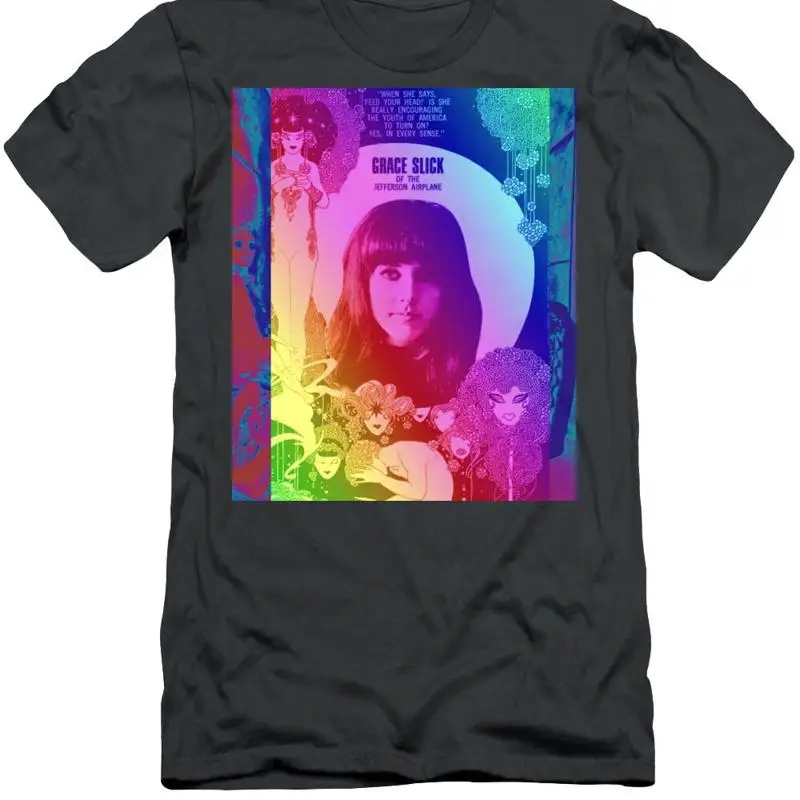 1960s Grace Slick Jefferson Airplane Feed Your Head Digital Art T-Shirt