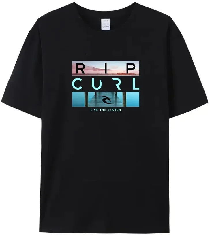 Selling Rip live the search beauty Curl logo Men t shirt Summer Amazing quality 100% Cotton white top Tees Male New T shirt