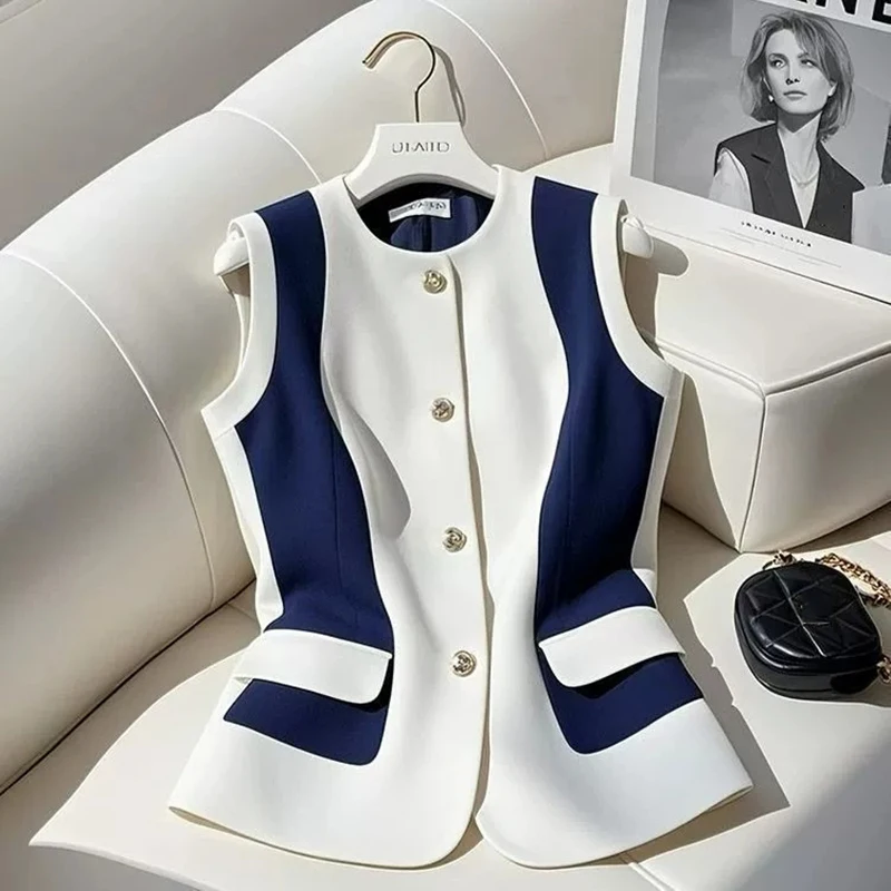 Primavera otoño 2025 nuevo traje chaleco mujer manga suelta coreano Simple Casual Blazer chaleco abrigo delgado prendas de vestir exteriores femeninas Top