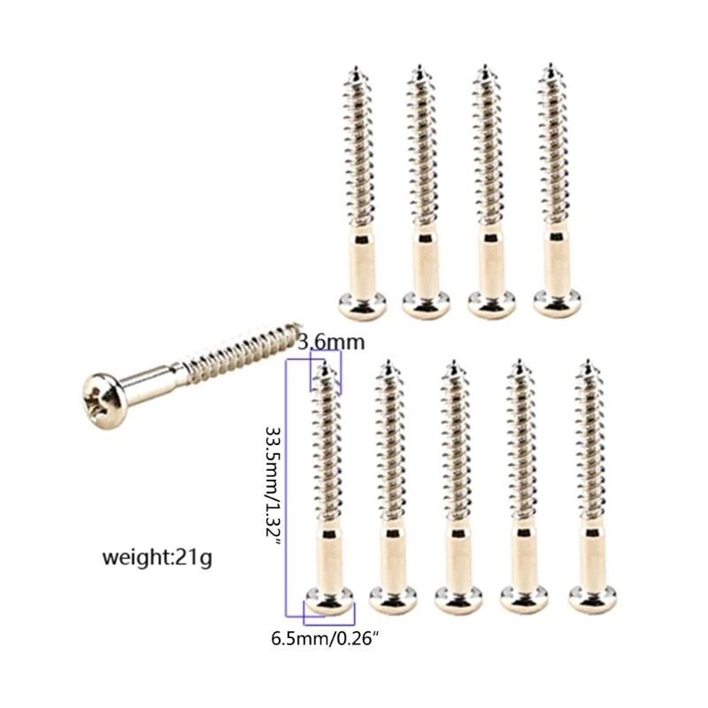 JU64 10 Pieces Guitar Screw  Electric Guitar Bridge Mounting Screws, Neck Plate Installing Screws, Nickle