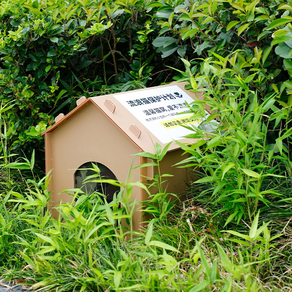 

Stray Cats House Weatherproof Warm Cat Shelter Foldable Cat Outdoor House Collapsible Insulated Pet House for Dogs Cats