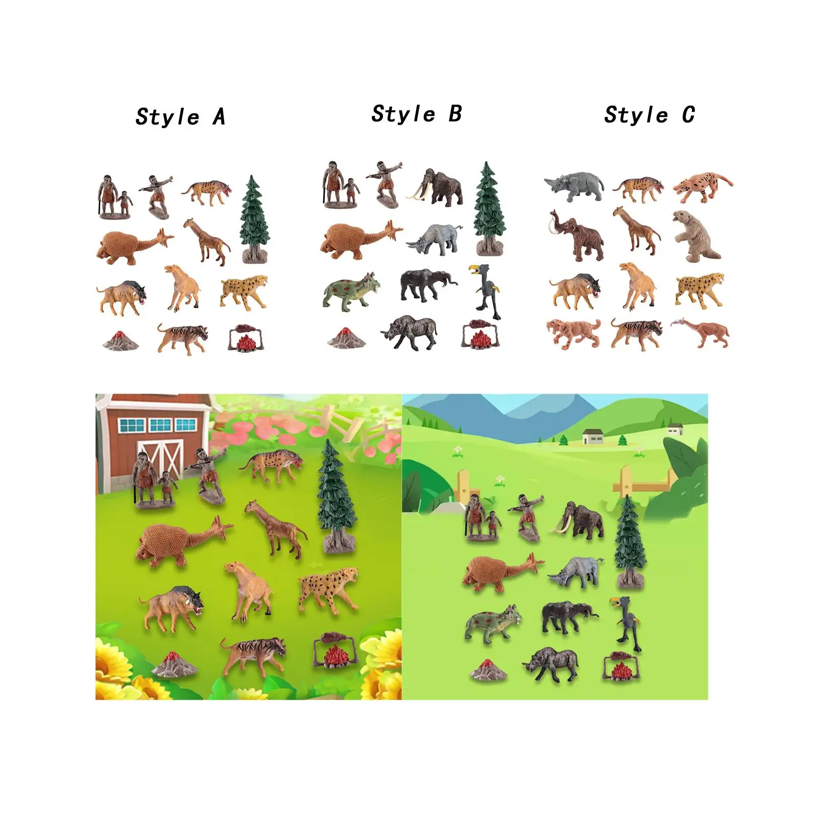 

Набор миниатюрных фигурок древних существ и первобытных людей для коллекционеров