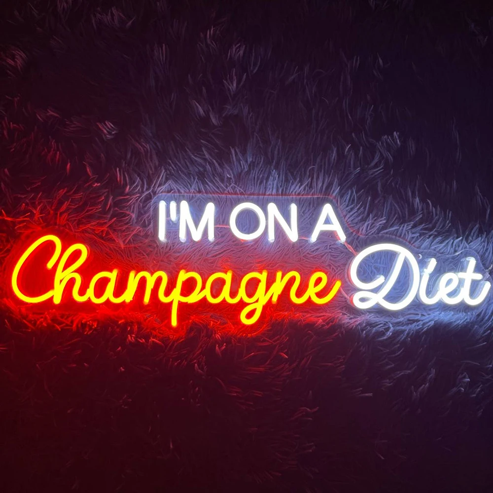 

I'm on A Champagne Diet Neon Signs Champagne Bar Pub Decoration LED Lights Custom Neon Decor LED Neon Light Business Man Cave