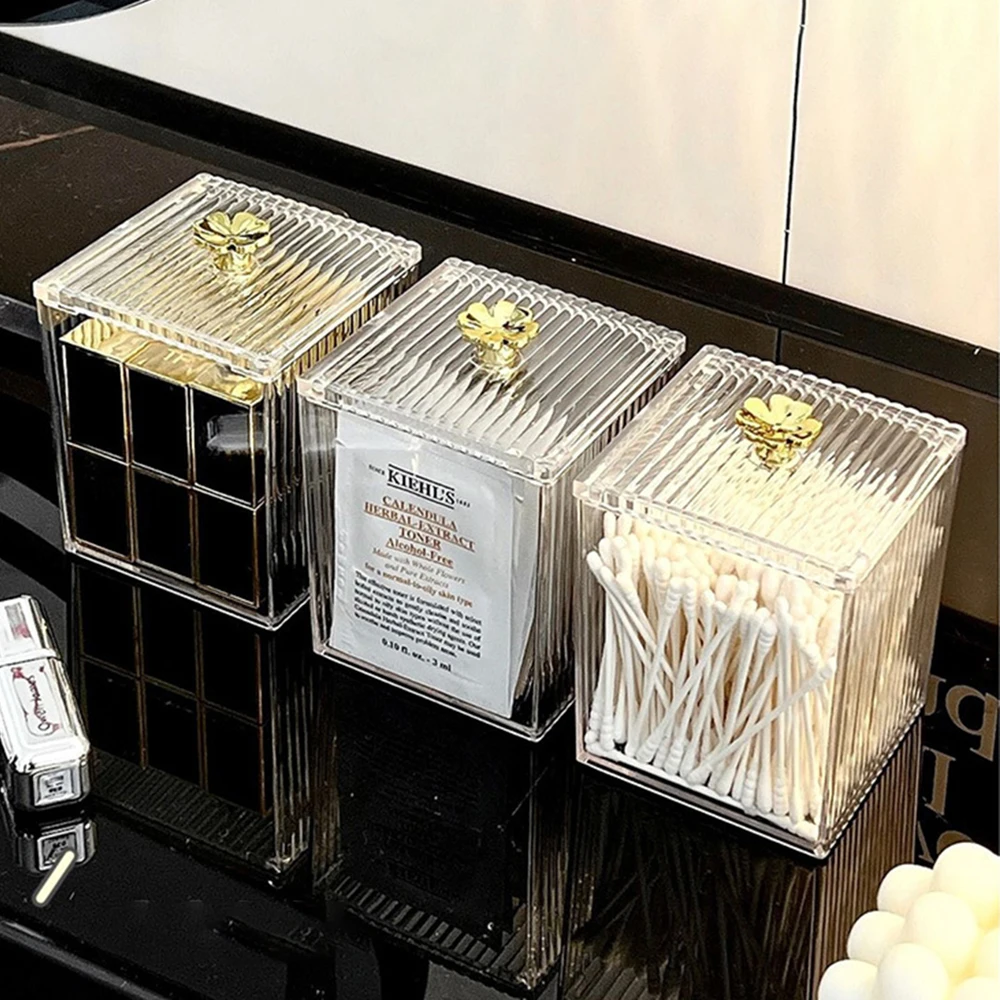 1PCS Acrylic Transparent Sto Swabs Dust-Proof Makeup Removal Cotton Lipstick Cosmetics Container Desktop Organizer New