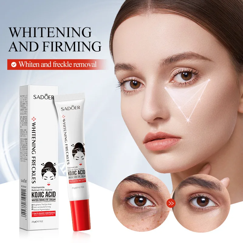 SADOER Kojisäure Hautpflege Sets Feuchtigkeitsspendende Sommersprossen Entfernen Gesichtscreme Anti Augenringe Augencreme Reisegröße Hautpflege