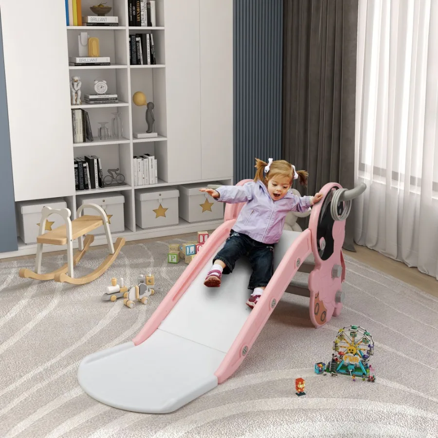

Toddler Slide for Indoor Use Pink+White