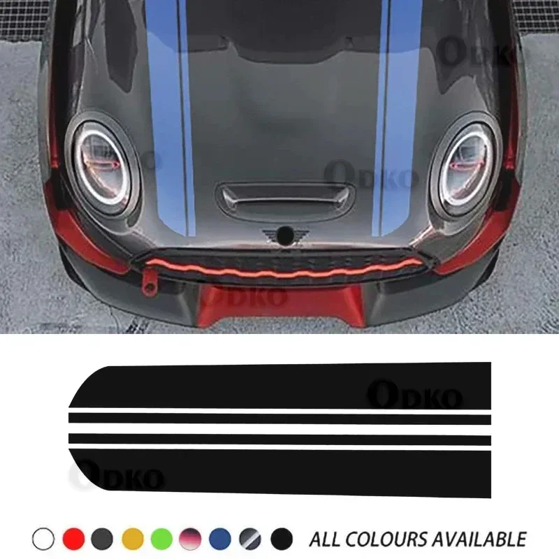 

2 Pcs Car Hood Sticker Bonnet Stripes Vinyl Decal For MINI Cooper R60 Countryman F60 F55 F56 R56 R50 R53 Clubman F54 R55 R58