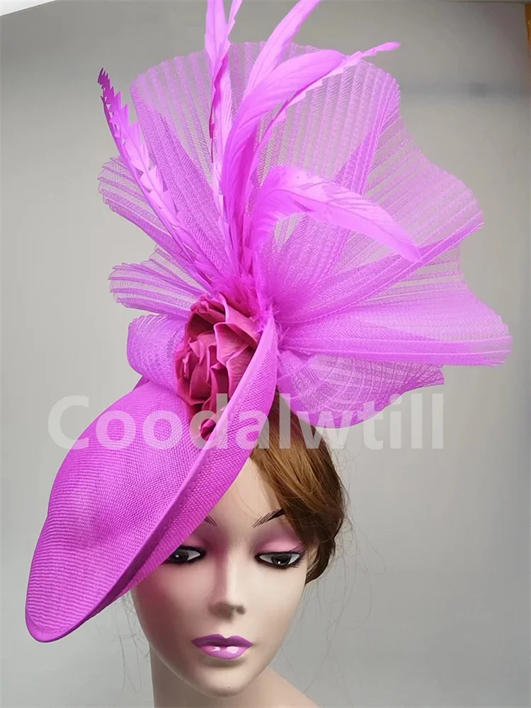 Flower Fascinators Hats Party Wedding Women Pillbox Cap Elegant Ladies Church Occasion Race Millinery Cap With Net Hair Access