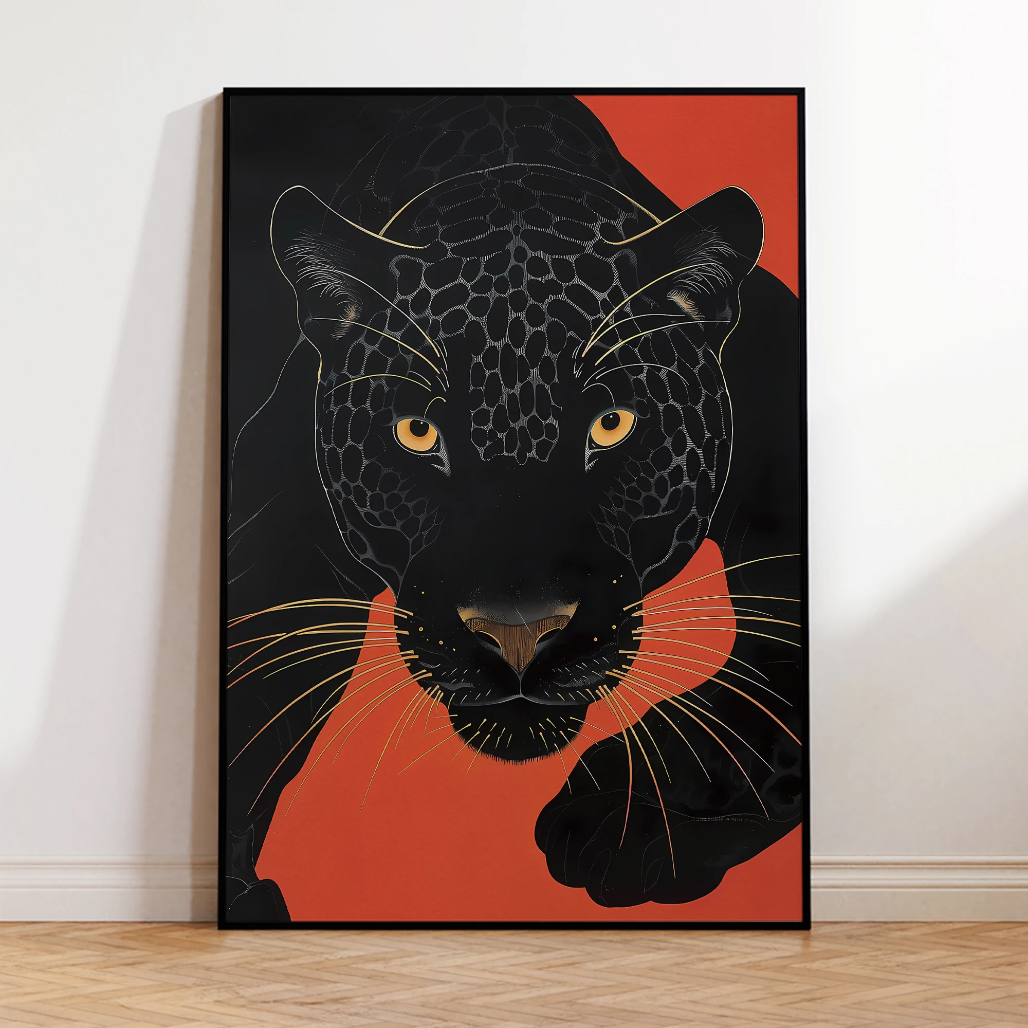 Modern Jaguar Animal Illustration Black Leopard Wall Art Prints Canvas Painting Poster Picture For Living Room Home Decor image 2
