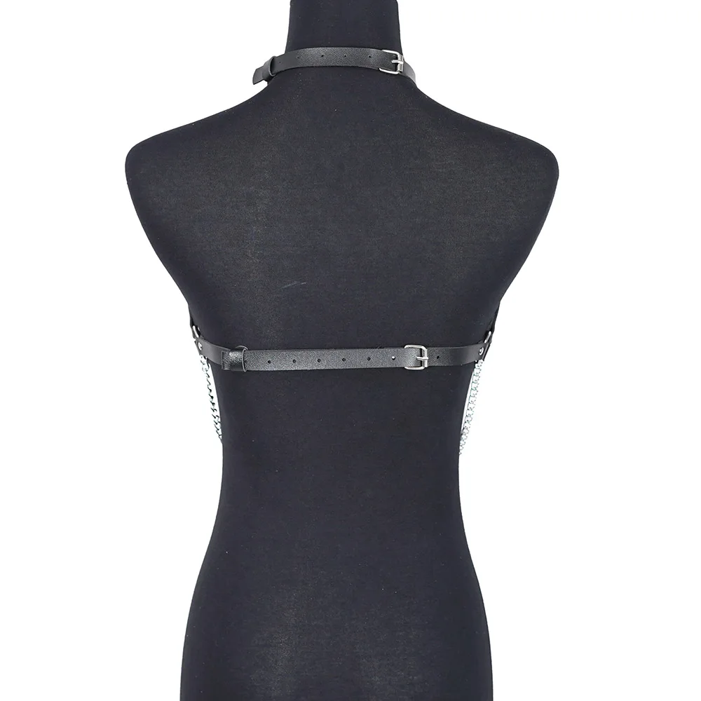 Women Sexy Body Chain Harness Belt Leather Lingerie Chest Harness Bondage Lingerie Gothic Fetish Clothing Festival Rave Outfit