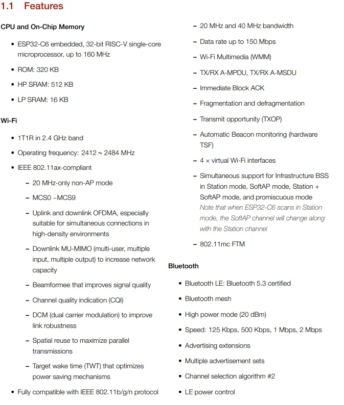 10 Stück/1 Stück ESP32-C6-WROOM-1 1U N16 N8 N4 ESP32C6 ESP32-C6-MINI-1-H4 H8 2,4G Wi-Fi 6 Ble 5 WLAN-Modul Zigbee 3.0 Thread – Detail 3