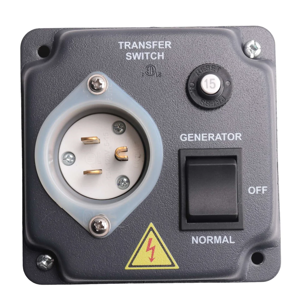 Generator Transfer Switch Weatherproof Transfer Switch Pre-Wired with Circuit Breaker for RV, 15A 125V US Plug