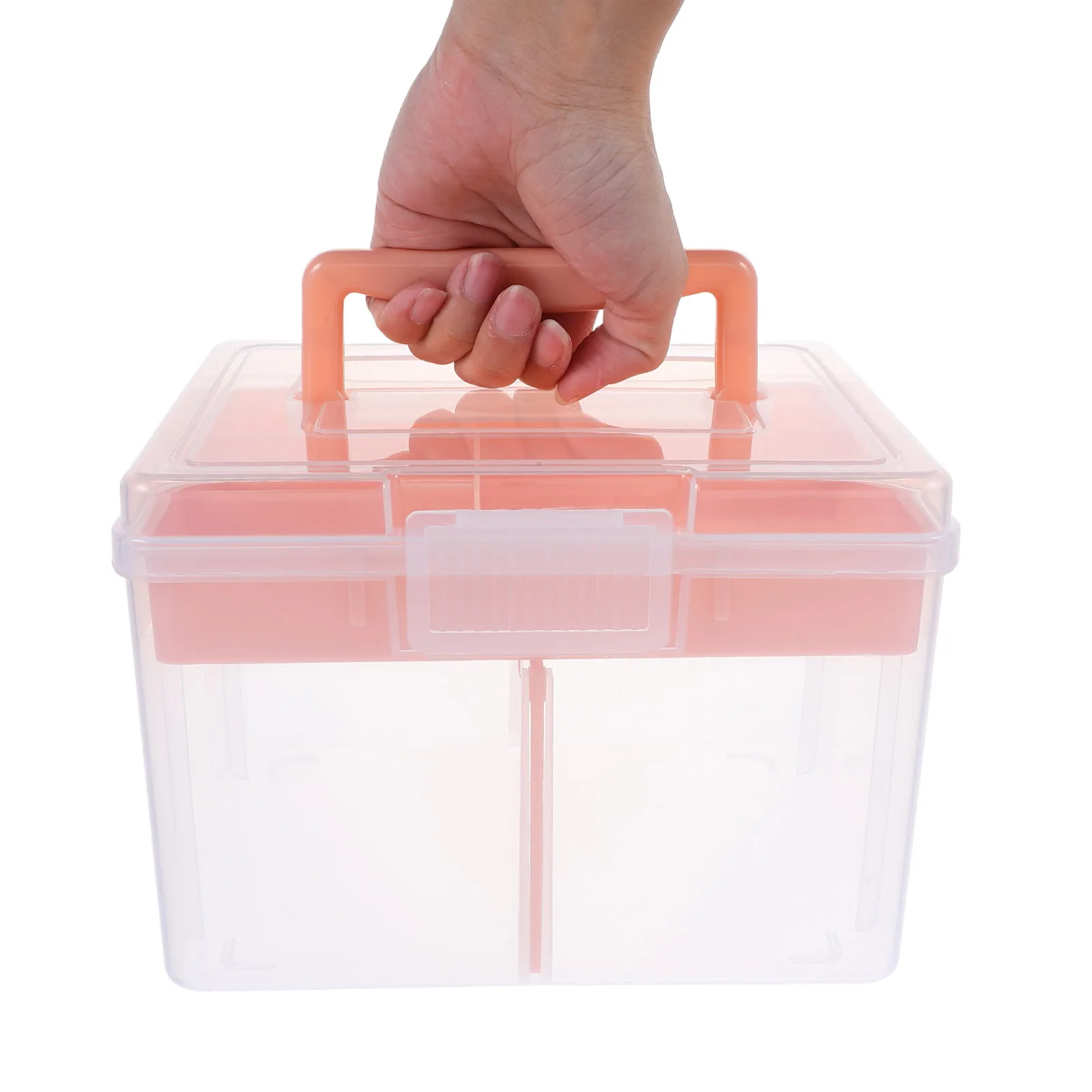 

Portable Storage Box with Divided Design Transparent Lid Durable Plastic Organizer for Hair Accessories Office Home Kids Toys
