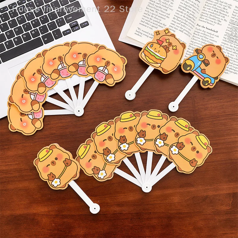 4 pezzi simpatico cartone animato capibara ventilatore pieghevole estivo mini ventola di raffreddamento portatile studenti ventilatore portatile kawaii bambini fan regali