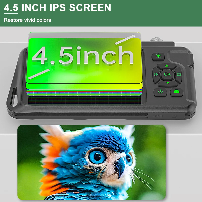 ENWOR 4.5-inch IPS Color Screen Endoscope Single&Dual Camera Waterproof Inspection Borescope Rigid Cable for Check Car 3.9mm 8mm