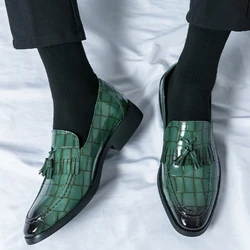 New Loafers for Men Tassels Red Sole Round Toe Slip-On Spring Autumn Men Dress Shoes Wedding Size 38-48