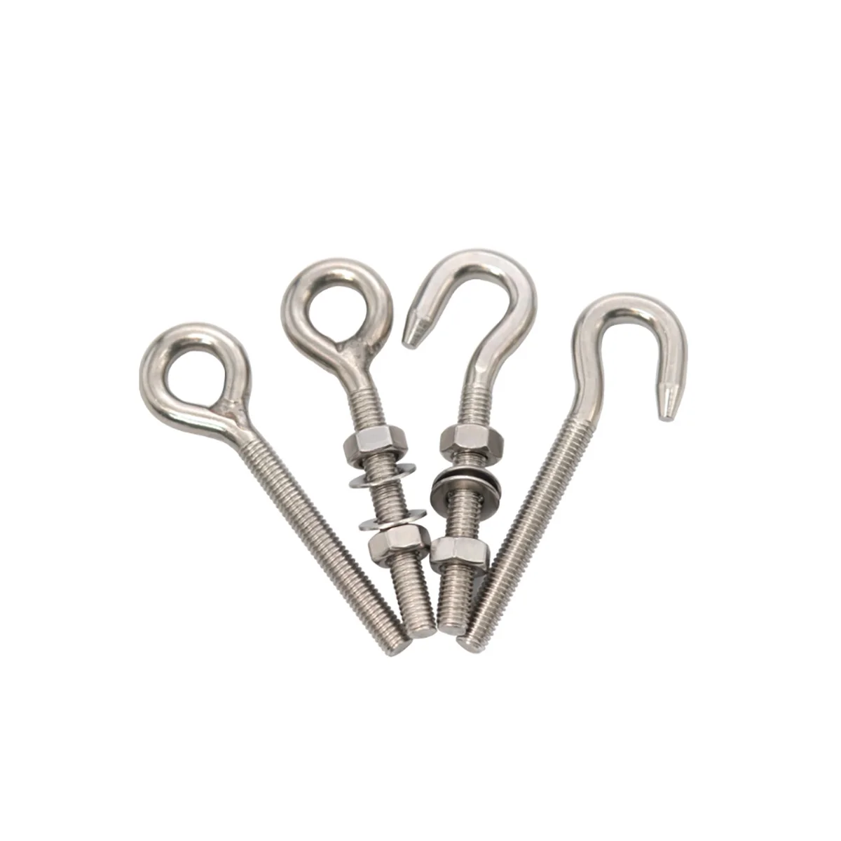 304 Stainless Steel Eye Bolts & Hooks Set - Closed End Threaded Ring Bolts M4-M24