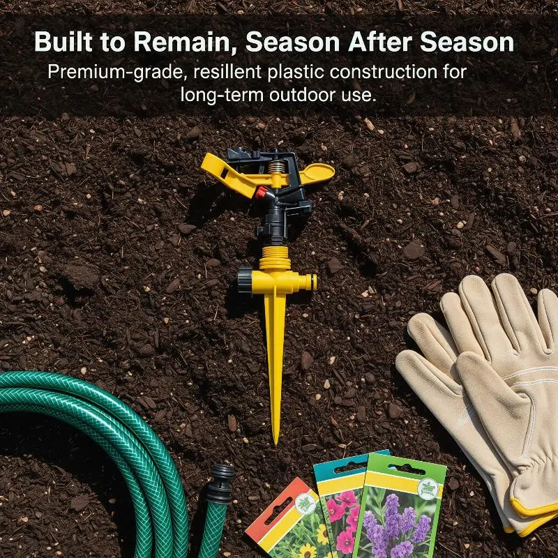 △ Plastic Ground Spike Impact Lawn Sprinkler 360 Degree Adjustable Auto Rotation For Garden Grass Farm Irrigation