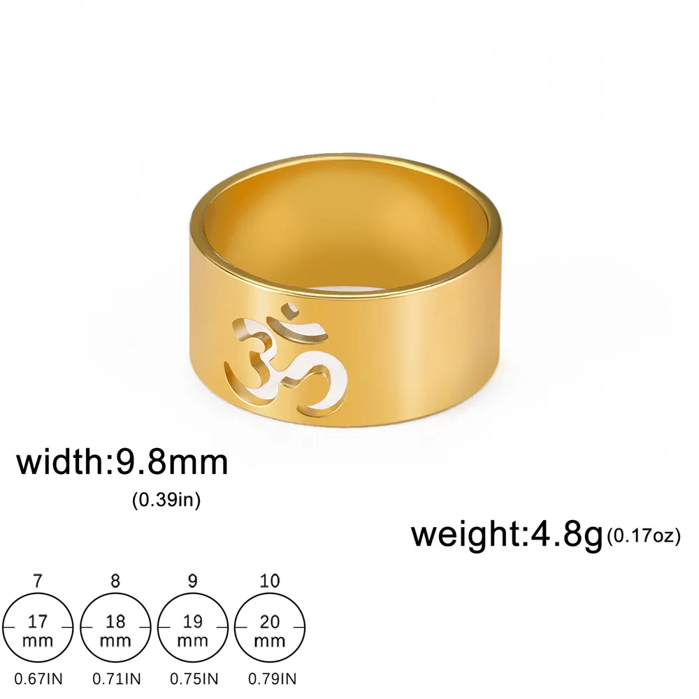 My Shape Yoga Om Symbol Rings Women Stainless Steel Finger Aum Ohm Om Hindu Spiritual Religious Jewelry Amulet Gifts for Men