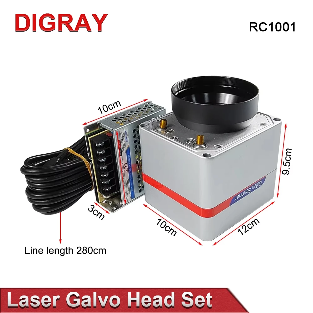 DIGRAY SINO-GALVO RC1001 CO2& Fiber Laser Scan Galvo Head Set 10.6Um 1064nm Apeature 10mm Galvanometer Scanner with Power Supply